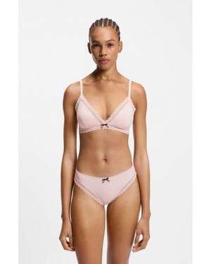 HUGO Triangle Bra With Lace Trims - Brown