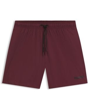 HUGO Volledig Gevoerde Zwemshort Met Contrastlogo - Rood