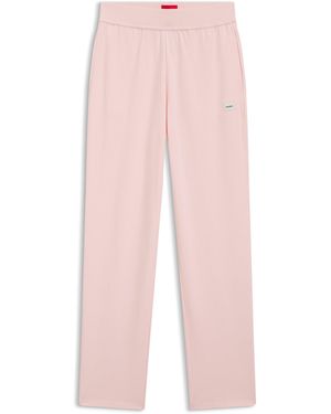 HUGO Pantalones De Chándal En Punto Elástico Con Etiqueta Con Logo Roja - Rosa