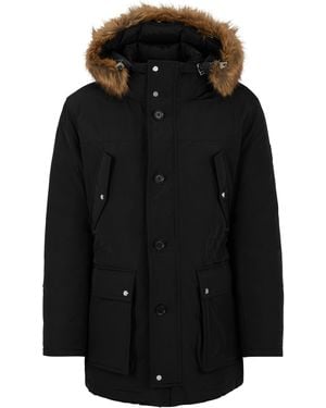 BOSS Doudoune Déperlante À Capuche Et Double Monogramme - Noir
