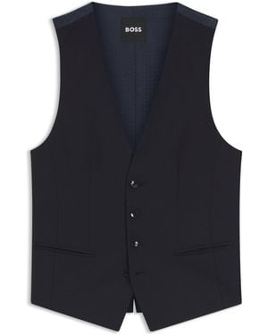 BOSS Chaleco Slim Fit De Lana Virgen Con Estampado De Logos - Azul