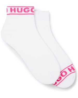 HUGO Two-Pack Of Quarter-Length Socks With Logo Cuffs - White