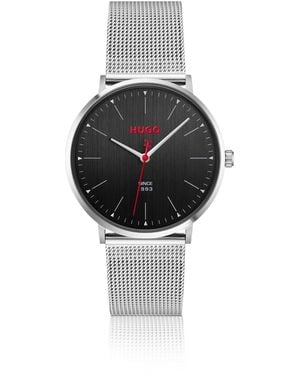 HUGO #Style 3H-Dial Watch With Mesh Bracelet - Black