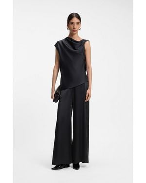 BOSS Straight-Leg Jumpsuit With Pin And Gathered Detail - Black
