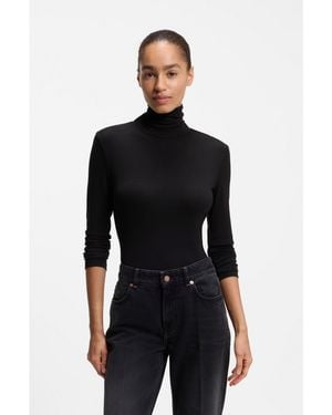 BOSS Rollneck Top - Black