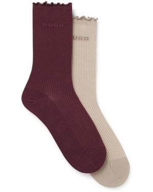 HUGO Two-Pack Of Regular-Length Socks With Lettuce Cuff - Purple