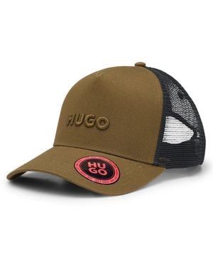 HUGO Cotton-Twill Cap With Mesh Panels - Brown