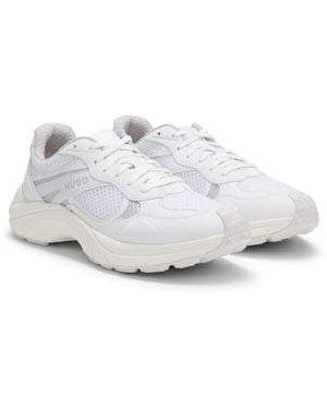 HUGO Sneakers Met Mesh En Imitatieleer - Wit