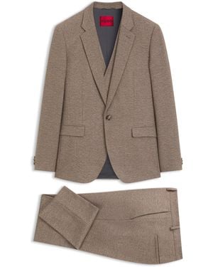 HUGO Driedelig Extra Slim-Fit Pak Van Stretchmateriaal Met Getailleerde Snit - Bruin