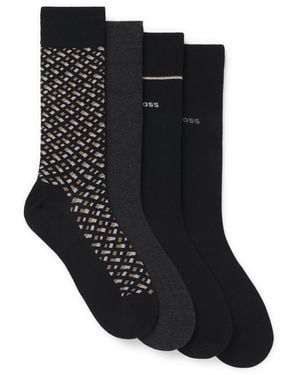 BOSS Gift-Boxed Four-Pack Of Regular-Length Socks - Black