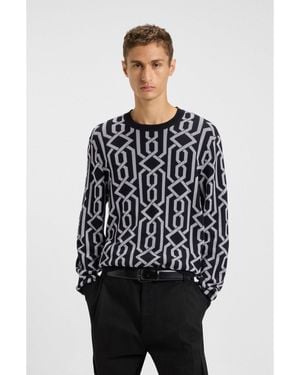 HUGO Regular-Fit Sweater With Jacquard Pattern - Black
