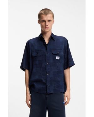 HUGO Dark Blue Men's Casual Shirts Size M