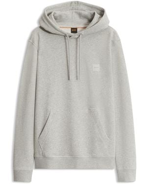 BOSS Sudadera Con Capucha En Felpa De Algodón Con Aplique De Logo - Gris