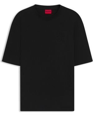 HUGO Cotton-Jersey T-Shirt With Stacked Logo - Black