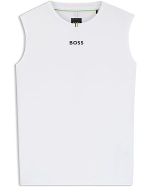 BOSS Actieve Tanktop Van Stretchmateriaal Met Strepen Aan De Achterkant - Wit