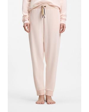 BOSS Cuffed Tracksuit Bottoms With Signature-Stripe Drawcord - Pink