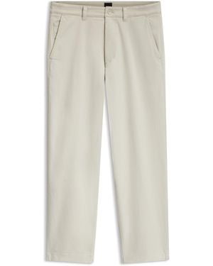 BOSS Tapered-Fit Broek Van Stretchkatoenen Moleskin - Wit