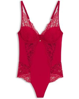 BOSS Body Mit Spitzen-Details Und Double-B-Monogramm-Anhänger - Rot