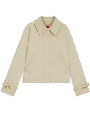 HUGO Regular-Fit Korte Trenchcoat Van Katoen - Naturel
