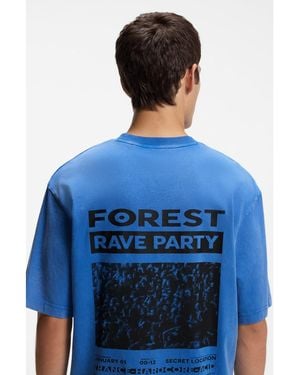 HUGO Graphic-Print T-Shirt - Blue