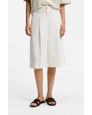 BOSS Bermuda Trousers With Front Pleats - White