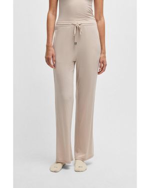 BOSS Ribbed-Jersey Tracksuit Bottoms With Drawcord Waist - Natural