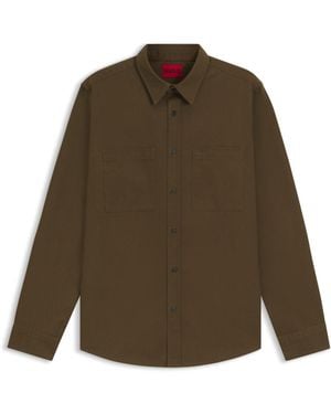 HUGO Relaxed-Fit Hemd Aus Softem Twill Mit Kentkragen - Natur