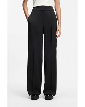 HUGO High-Waisted Regular-Fit Trousers With Flared Leg - Black