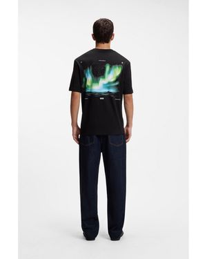 HUGO Cotton T-Shirt With Graphic Print - Black