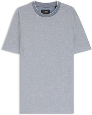 BOSS T-Shirt Aus Strukturiertem Baumwoll-Mix Mit Seide - Grau
