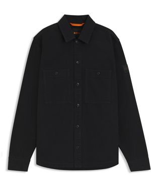 BOSS Oversized Overshirt Aus Baumwoll-Piqué - Schwarz