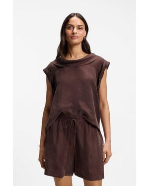 BOSS Regular-Fit Blouse With Cowl Neckline - Brown