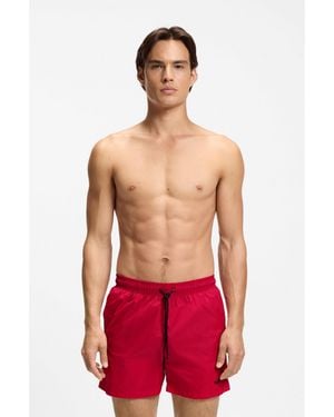 HUGO Swim Shorts With Contrast Logo Print - Red