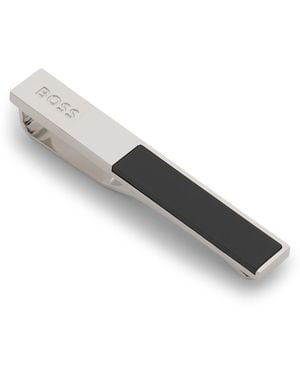 BOSS Cufflinks And Tie Bar Set With Enamel Inserts - Grey