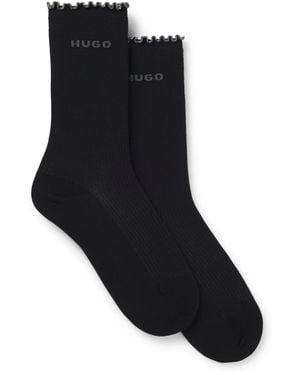 HUGO Zweierpack Mittelhohe Socken Mit Gekräuselten Bündchen - Schwarz
