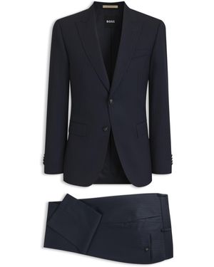 BOSS Traje Slim Fit De Lana Virgen Italiana A Rayas - Azul