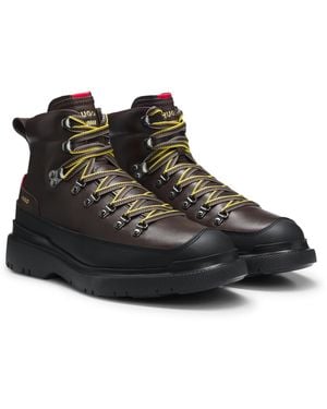 HUGO Leder-Boots Im Wanderschuh-Stil Mit Extraleichter Sohle - Schwarz