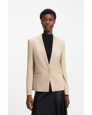BOSS Light Beige Women's Tailored Jackets Size 4 - Natural