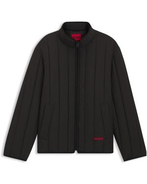 HUGO Quilted Jacket With Logo Detail - Black