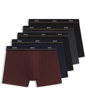 BOSS Set Van Vijf Boxershorts Van Stretchkatoen - Rood