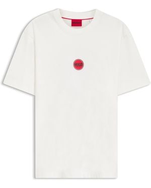 HUGO Cotton-Jersey T-Shirt With Racing Logos - White