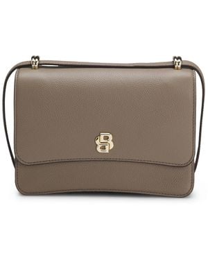 BOSS Leren Crossbodytas Met Double B-Monogramdetail - Grijs