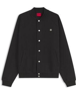 HUGO Bomberjacke Aus Interlock-Jersey Mit Stack-Logo-Detail - Schwarz