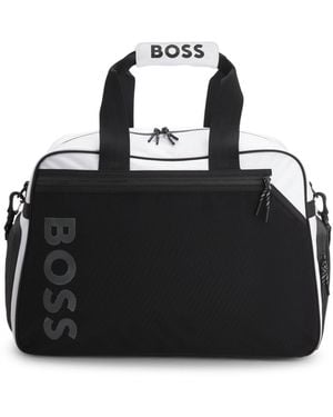BOSS Colour-Blocked Holdall With Reflective Logo - Black