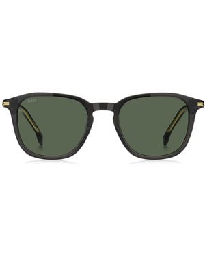 BOSS Zonnebril Van Zwart Acetaat Met Goudkleurige Details - Groen