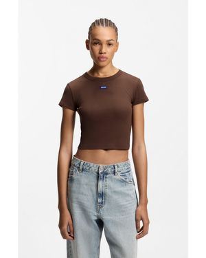 HUGO Slim-Fit Cropped T-Shirt - Red