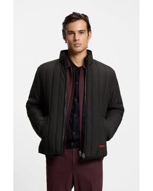 HUGO Quilted Jacket With Logo Detail - Black