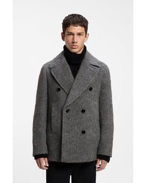 HUGO Double-Breasted Coat - Grey