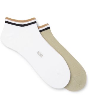 BOSS Set Van Twee Paar Enkelsokken Met Boorden Met De Signature-Stripe - Metallic