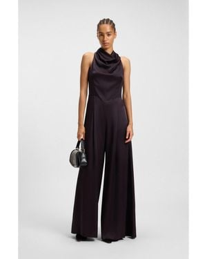 BOSS Sablé Jumpsuit With Draped Neckline - Blue